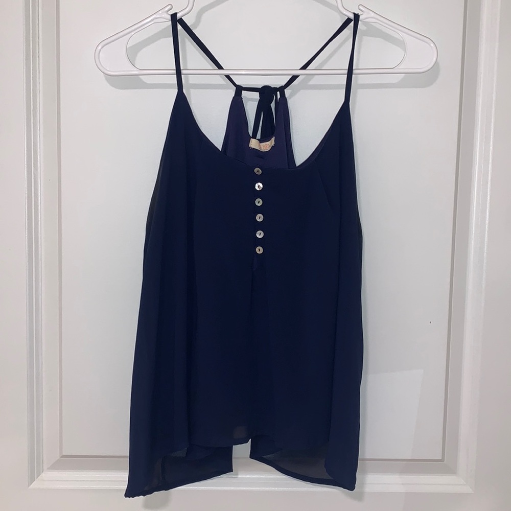 Navy Blue Flowy Tank Top